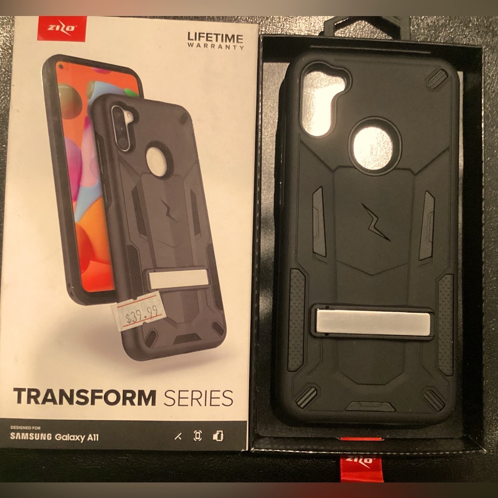 Black Tactical Phone Case with Kickstand and Reinforced Corners